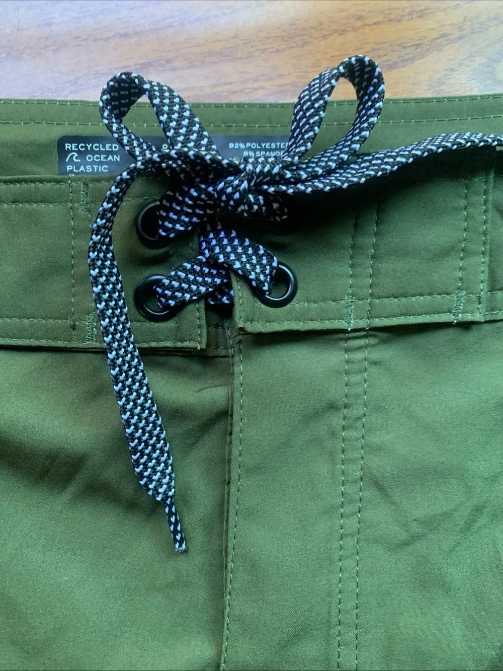 New OF ONE SEA Boardshorts Men's 38 Olive Green Swim Trunks Recycled Plastic